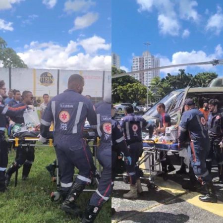 Criança de 7 anos é resgatada por helicóptero dos Bombeiros com trauma craniano após receber coice de cavalo