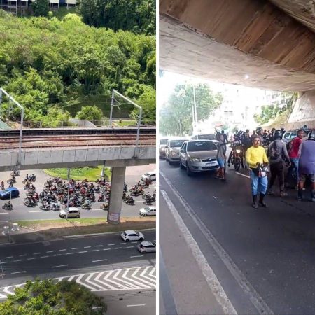 Vídeo: Motociclistas realizam protesto na Av. Bonocô nesta quinta-feira (3)