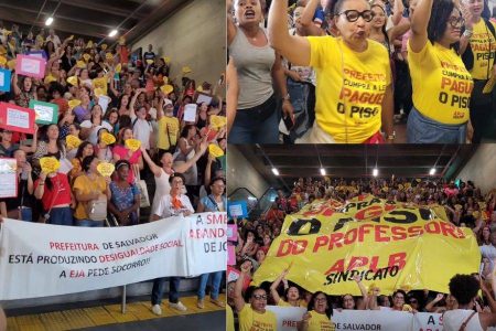 VÍDEO: Professores da rede municipal de Salvador iniciam greve e realizam manifestação na Lapa