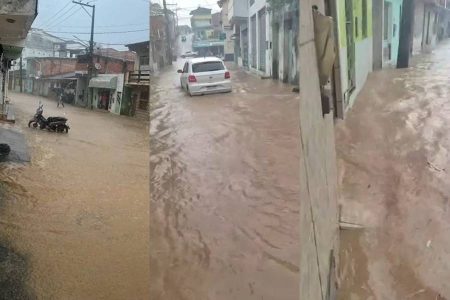 VÍDEO: Camamu tem ruas alagadas por fortes chuvas nesta quarta-feira (7)