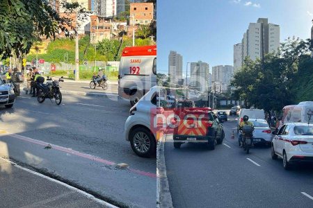 Acidente com motocicleta deixa mulher ferida na Av. Vale dos Barris, em Salvador
