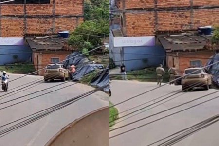 Viatura da PM “prensa” homem em barranco durante ação policial; veja onde