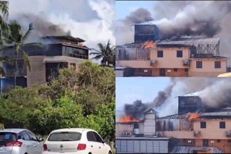 VÍDEO: Incêndio atinge hotel em Stella Maris na manhã deste domingo