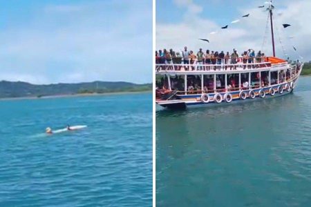 VÍDEO: Canoa vira após colisão com lancha em Madre de Deus