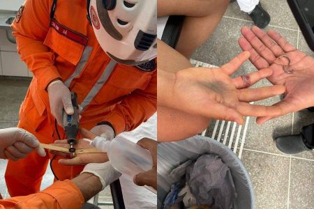 Homem fica com anel preso ao dedo e bombeiros são acionados