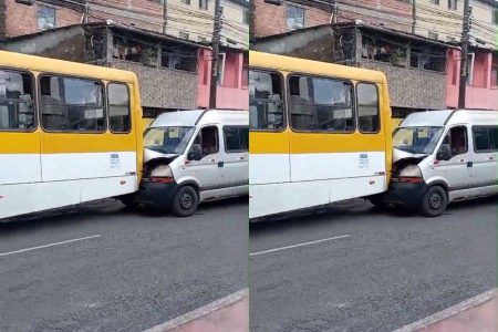 Acidente entre van e ônibus deixa trânsito lento na Av. Suburbana