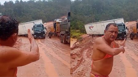 Vídeo de humorista de biquíni viraliza ao expor colapso em desvio da BR-101
