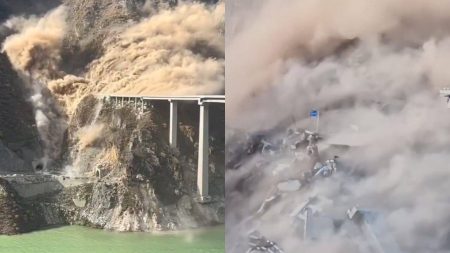 Ponte recém-inaugurada desaba após deslizamento de terra na China