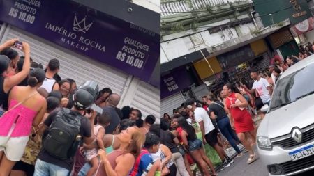 Inauguração de loja causa tumulto na Avenida Sete de Setembro