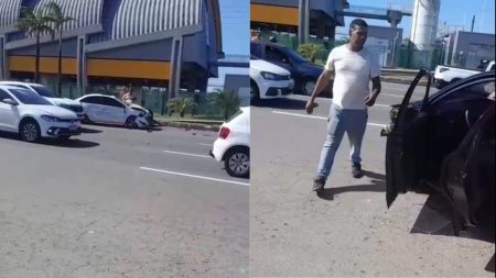 Acidente entre dois carros provoca congestionamento na Avenida Paralela, em Salvador