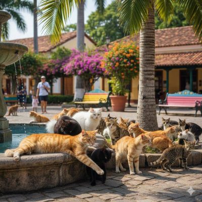 gatos na praça