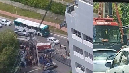 VÍDEO:Técnico de internet sofre descarga elétrica nos fios  de um poste na Av. Garibaldi