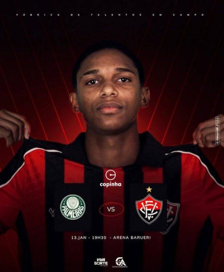 Vitória vai enfrentar Palmeiras na copinha nesta terça-feira (13)