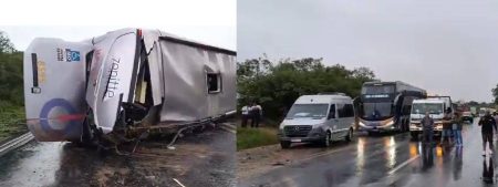 Ônibus que seguia para Vitória da Conquista tomba na BR-116 e deixa 14 feridos