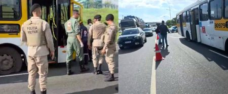 PM atira em pneus de ônibus para conter motorista em suposto surto na Avenida Paralela