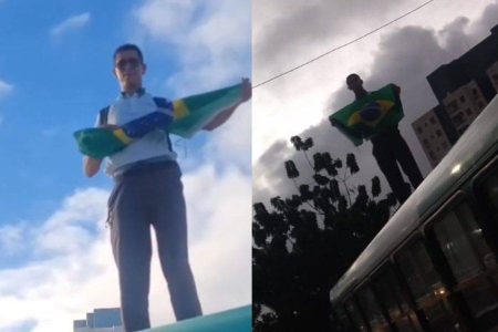 Rodoviário interrompe viagem e sobe no teto de ônibus em Narandiba