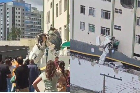 Avião de pequeno porte cai e atinge prédio em Belo Horizonte; duas pessoas morrem