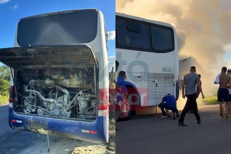 Ônibus com torcedores do Fortaleza sofre incêndio a caminho de Salvador