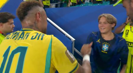 Após vitória do Brasil, filho de Neymar é barrado ao tentar abraçar o pai
