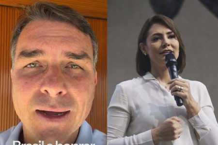 Flávio Bolsonaro pede desculpa a Michelle; ex-primeira dama curte a pulicação