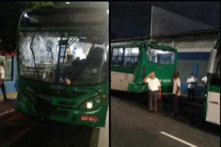 Batida entre ônibus que transportavam rodoviários deixa 11 feridos em Salvador