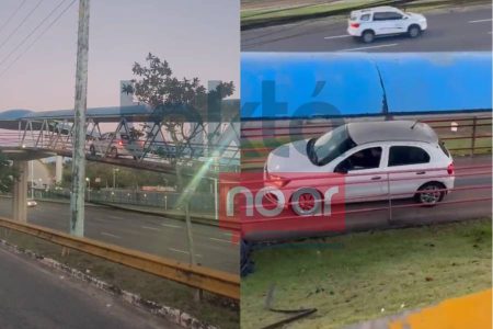 VÍDEO: Motorista sobe com carro em passarela na Avenida Paralela e desce de ré