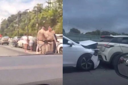 VÍDEO: Cinco veículos se envolvem em acidente na Avenida Paralela em Salvador