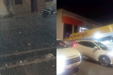 Temporal com granizo e ventos fortes causa susto em Cidade Baiana