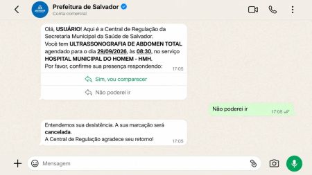 Prefeitura de Salvador passa a confirmar consultas e procedimentos de saúde pelo WhatsApp
