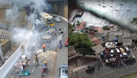 Moardores protestam na Gamboa após morte em confronto com a PM